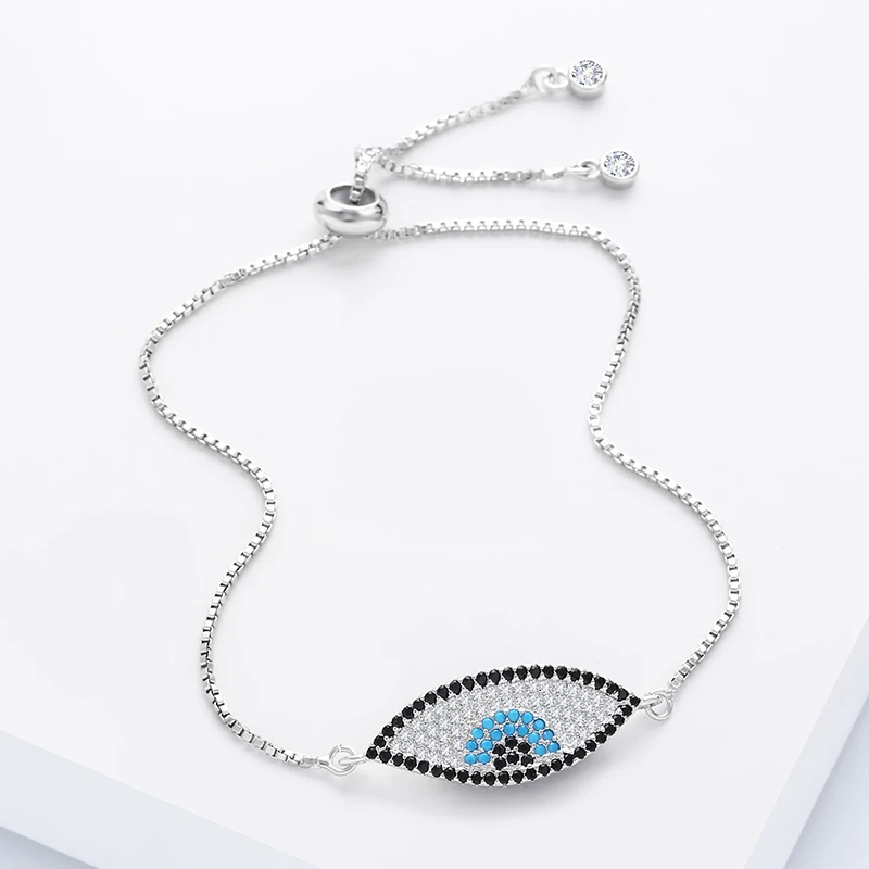 Женский браслет из фианита FLOLA Blue Turkey с цепочкой микро кубического циркония
