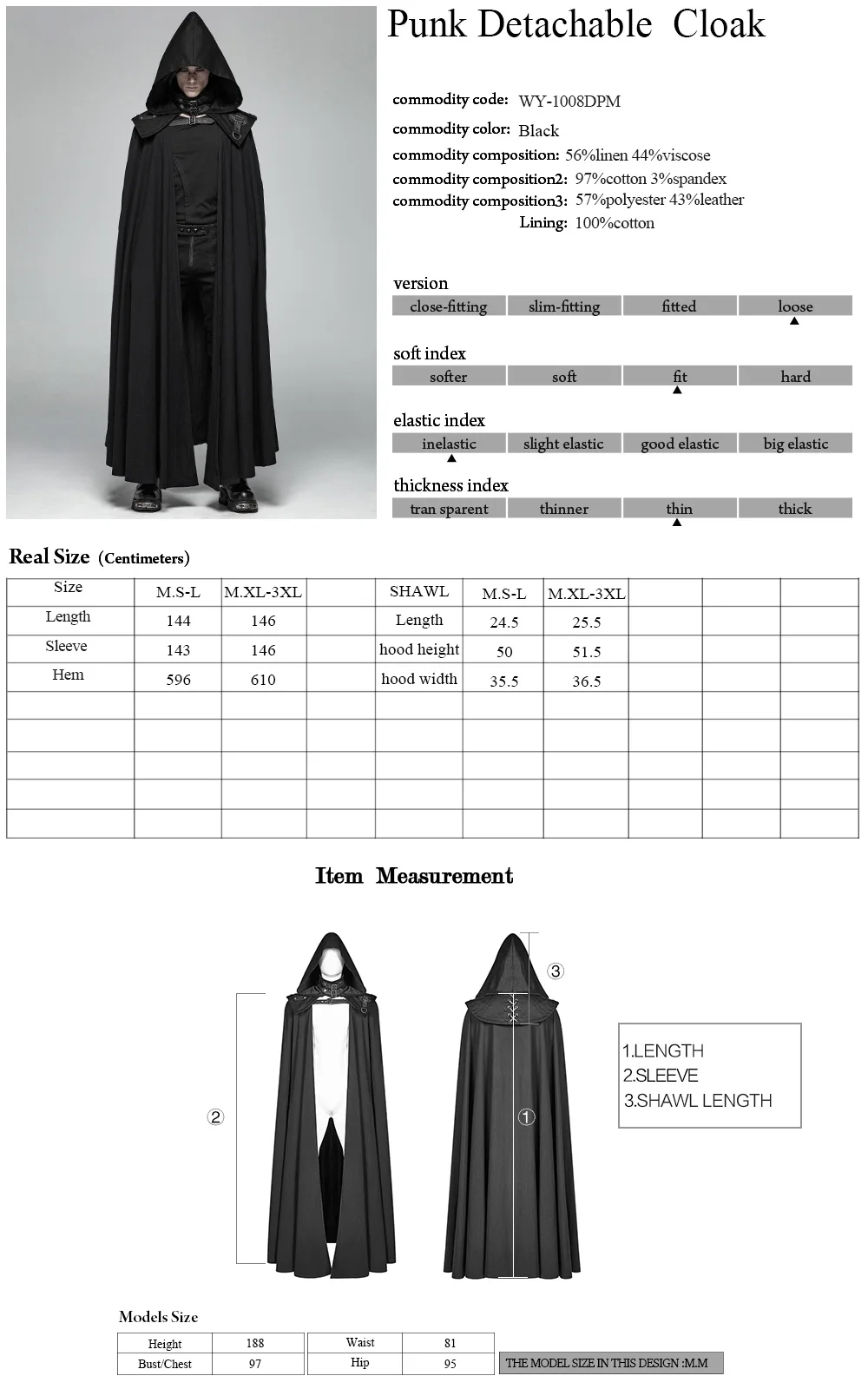 Готический большой подол красивый сохраняющий тепло Мужской плащ верхняя одежда Панк Черная Съемная шляпа таинственные пальто длинная куртка панк Рейв WY-1008DPM