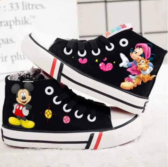 Детские туфли оксфорды ручной работы с Микки из мультфильма милые кроссовки для