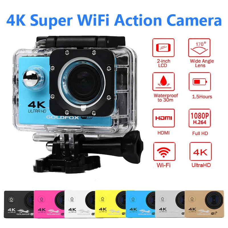Со сверхвысоким разрешением Ultra HD, 4K экшн Камера видеокамеры WiFi 16MP 170 Go Cam Deportiva; сезон весна-осень, 2 дюйма Экран F60 F60R Водонепроницаемый спортивные Камера pro 1080P Скрытая камера