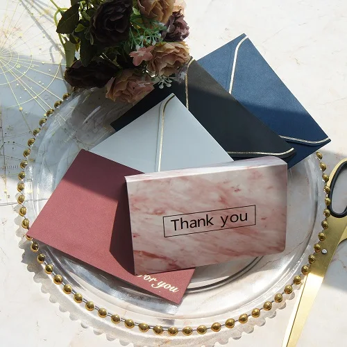 card and envelop 25 шт розовый мрамор спасибо открытка конверт как поздравительная открытка свадьба день рождения приглашение DIY Декор Подарочная открытка - Цвет: card and envelop