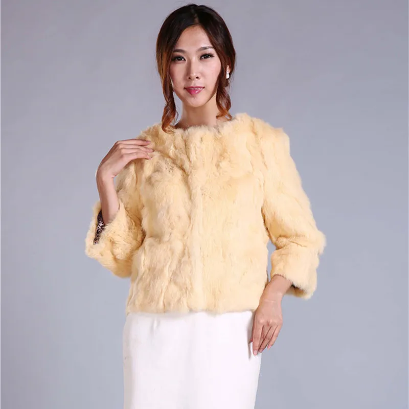 Новинка 2018 Короткая Меховая одежда из кроличьего меха женская футболка с рукавом
