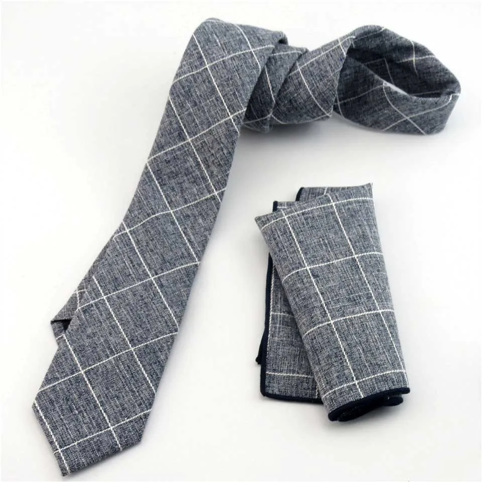 Necktie Handkerchief 6 см клетчатый хлопковый галстук набор мужской s шейный платок галстук-бабочка носовой платок Узкие галстуки для мужчин Свадебная вечеринка костюм рубашка платье Gravata Slim - Цвет: Necktie Handkerchief