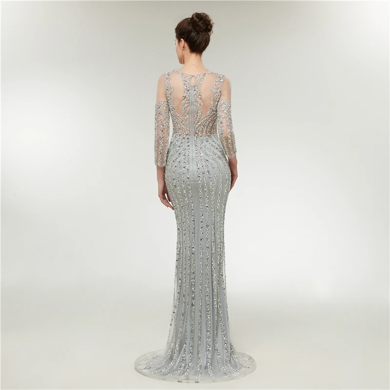 Высококачественные роскошные сексуальные вечерние платья русалки с рукавом три