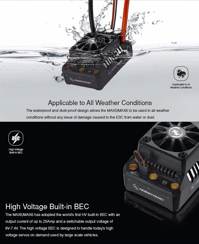 Щеточный электронный регулятор скорости HobbyWing EZRUN-SL 4985 1650KV/5687SL 1100KV Бессенсорный Бесщеточный 4-полюсного мотора с MAX6 160A ESC водонепроницаемый для 1/6 1/7 RC автомобиль