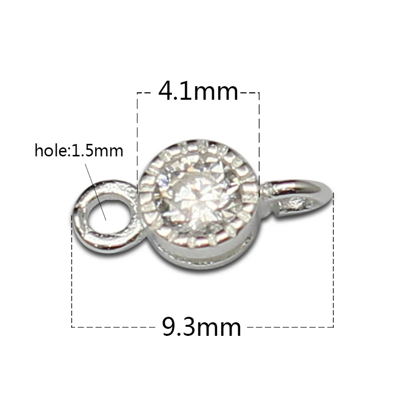 Pure Silver 925 Connector handmade double loop Sterling zircon wholesale silver jewelry supplies ID 36309 | Украшения и