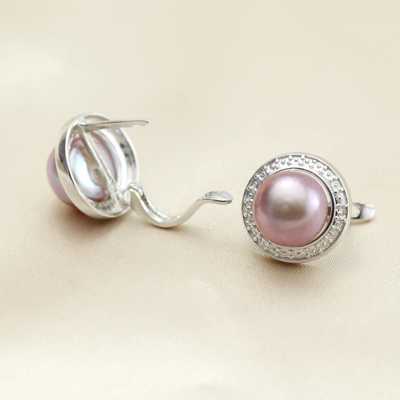 purple pearl earring Женские серьги из натурального пресноводного жемчуга, свадебные серьги с натуральным черным жемчугом, ювелирные изделия из серебра 925 пробы, лучший подарок для девушек, белый цвет - Цвет камня: purple pearl earring
