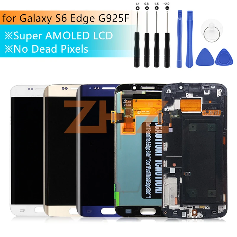 Super AMOLED сенсорный Экран дигитайзер сборки + рамка для samsung galaxy s6 edge дисплей G925 G925F SM