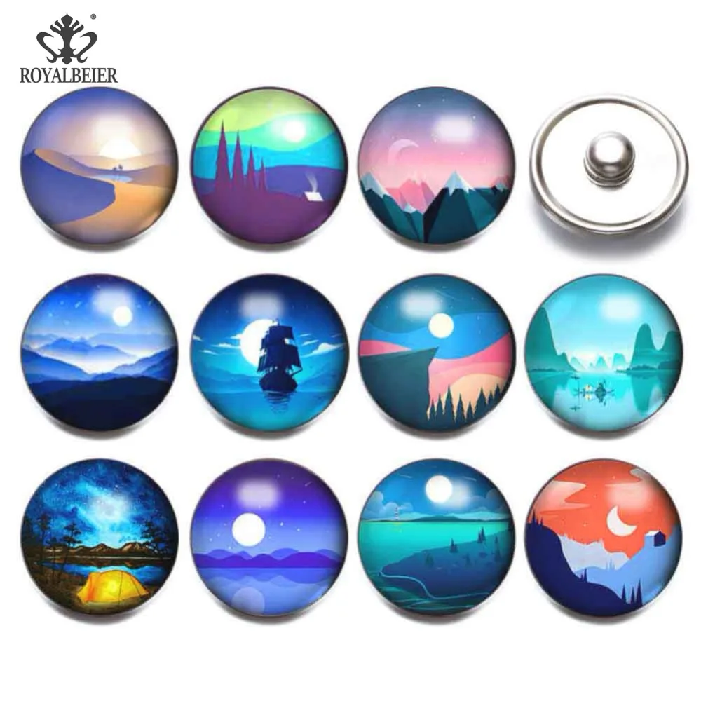 ROYALBEIER 12pcs/lot Mixed Owl Exotic 18mm Glass Snap Button Jewelry Faceted Fit Bracelet Snaps kg0074 | Украшения и аксессуары