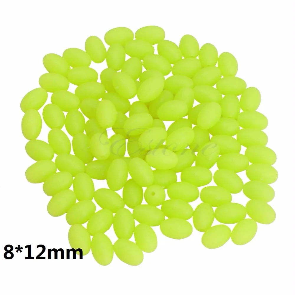 Желтый 100 шт. Овальный жесткий светящиеся бусины для рыбалки в море рыболовные