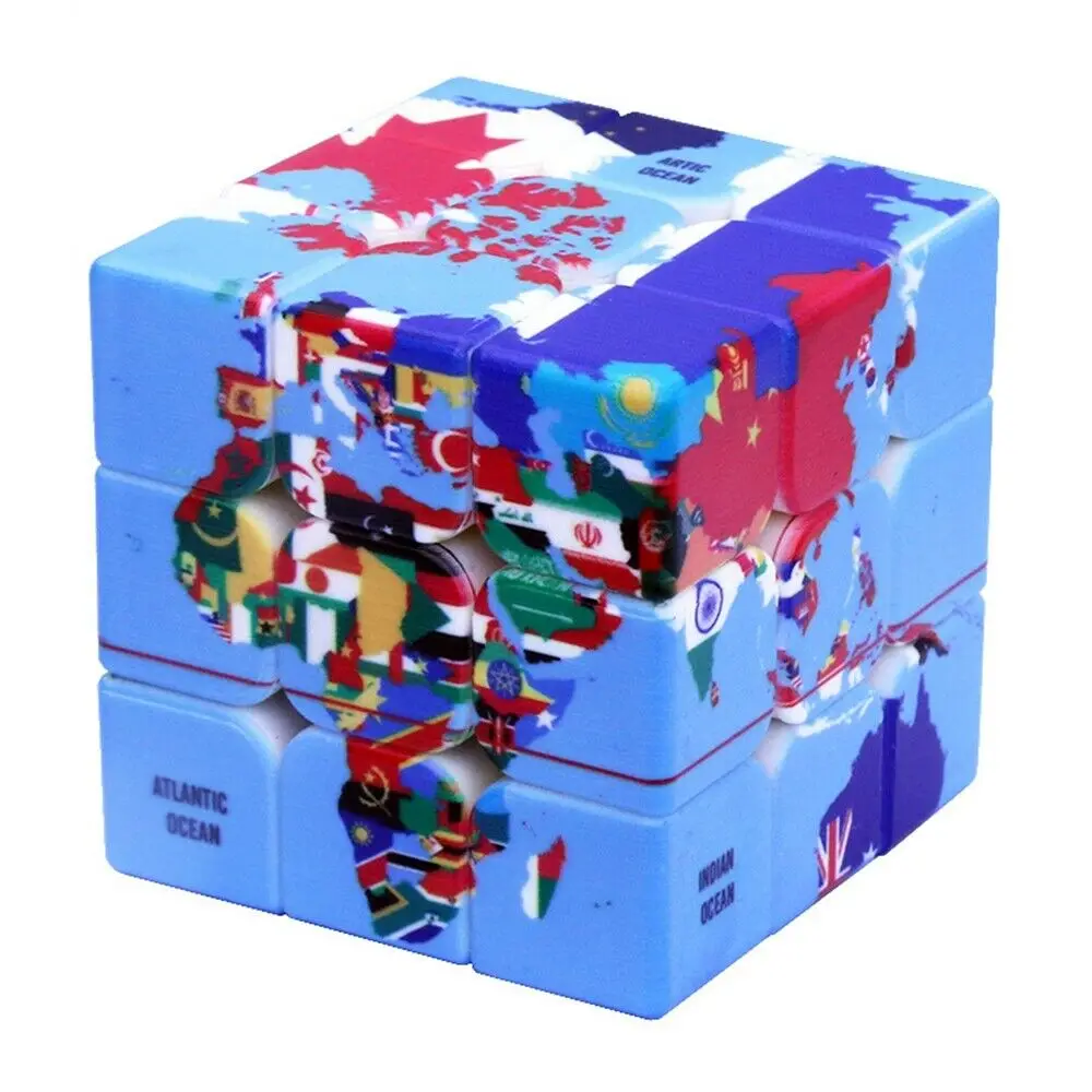 Скоростная карта мира национальный флаг 3x3x3 дизайн Магический Куб 3D IQ игры Твист