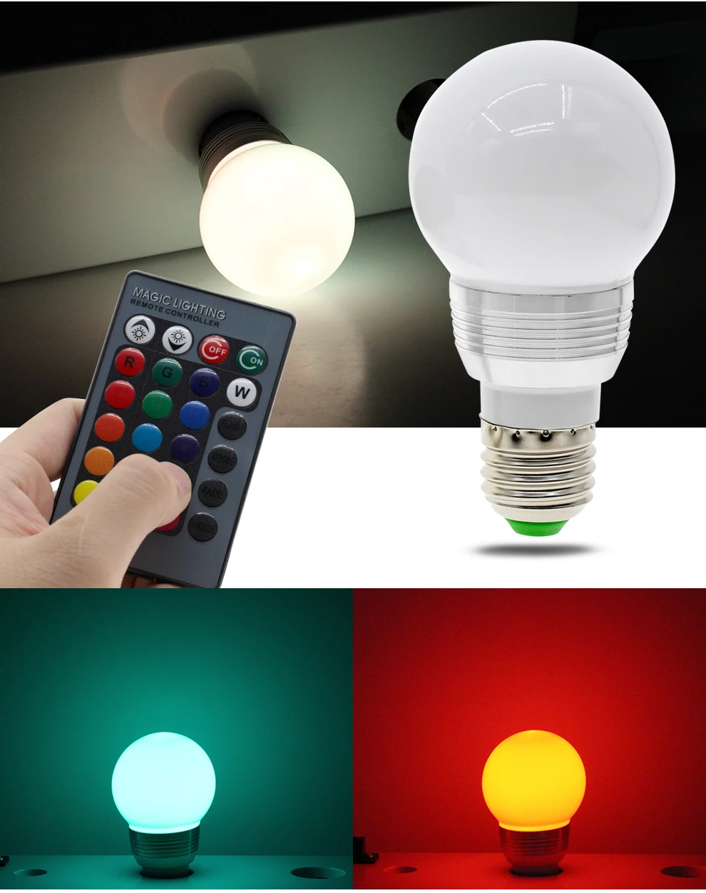 RGB светодиодный светильник Светодиодный точечный светильник E27/E14/GU5.3/GU10 пульт дистанционного управления цвет меняемый AC85-265V светодиодный светильник