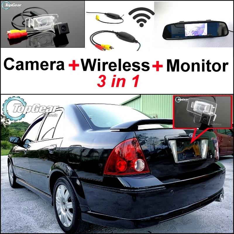 

3 in1 Special Camera + Wireless Receiver + Mirror Monitor Easy DIY Parking System For Ford Activa Lynx Laser Tierra 1998~2003