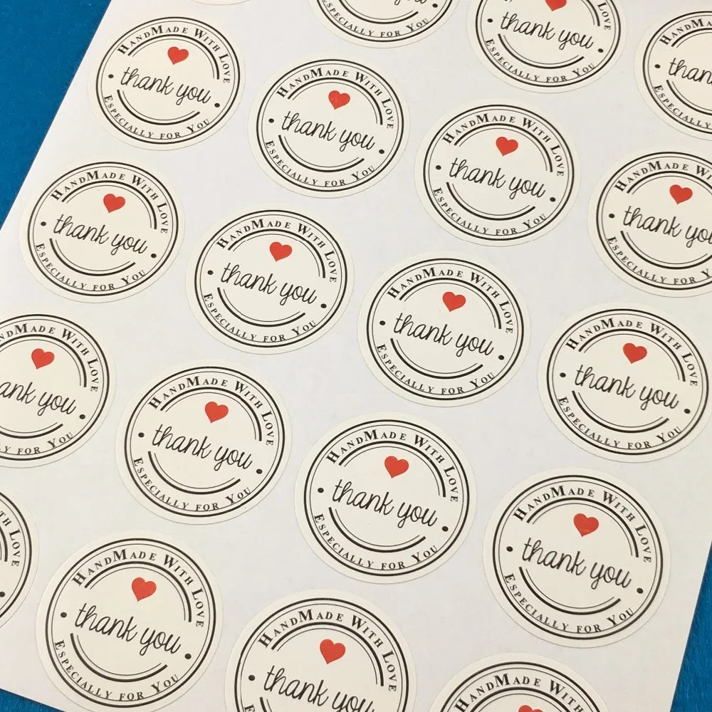 Оптовая Продажа самоклеющиеся ярлык наклейка спасибо Крафт r форма сердца для DIY