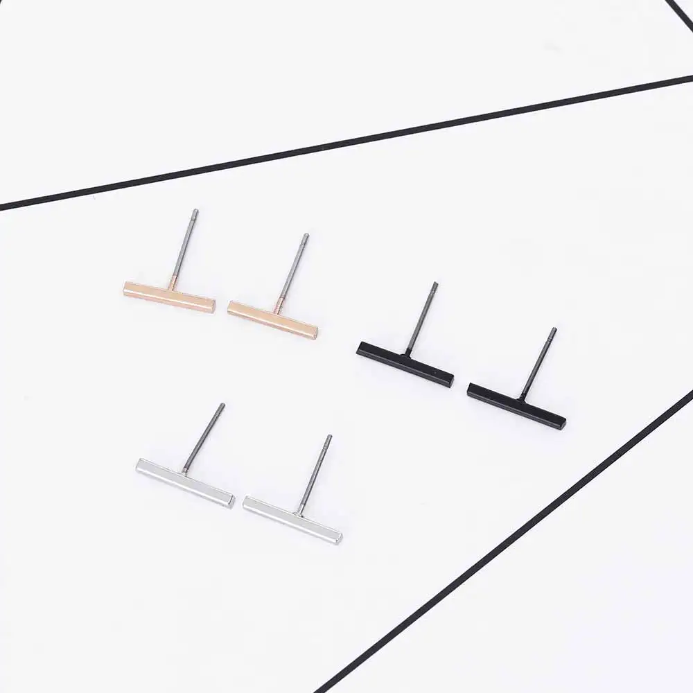 2020 Панк Черные золотые серебряные цветные Серьги простая T серьга в виде стержня