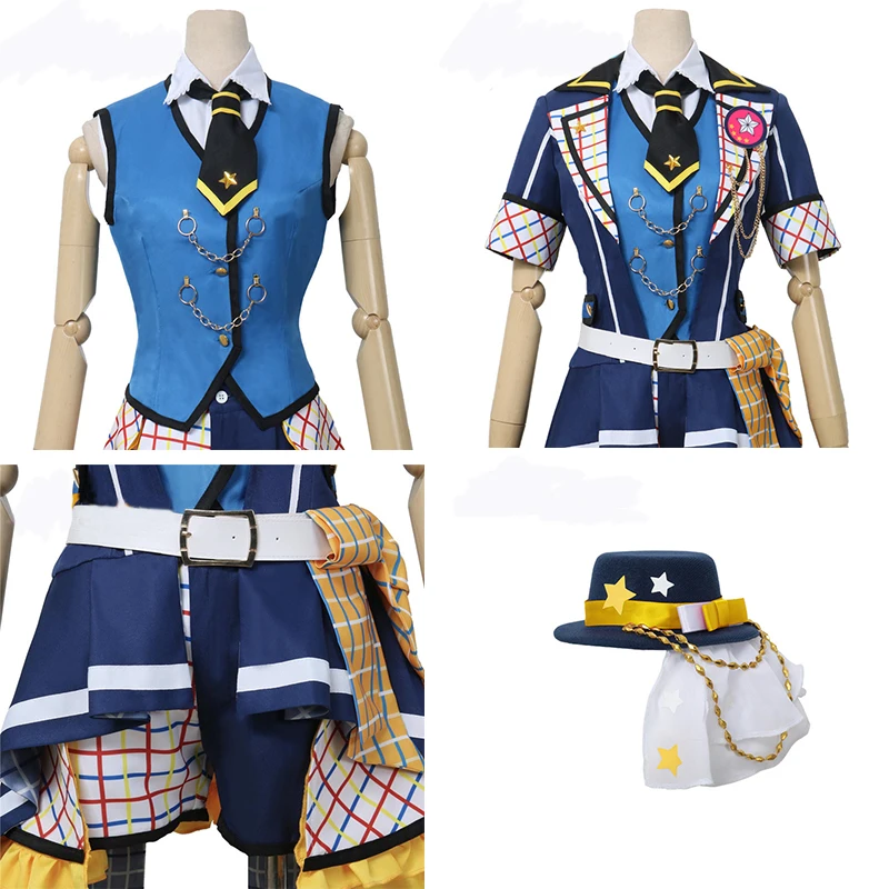 ROLECOS аниме BanG Dream! Карнавальный костюм Poppin Party Saya Yamabuki для косплея темно-синяя юбка