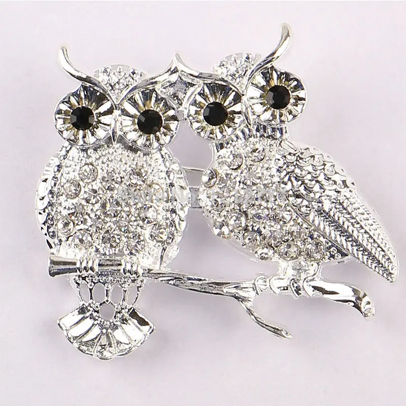 

3pcs Vintage fashion luxury colorful Owl bird animal brooch pins pendant high quality crystal rhinestones for women wedding gift