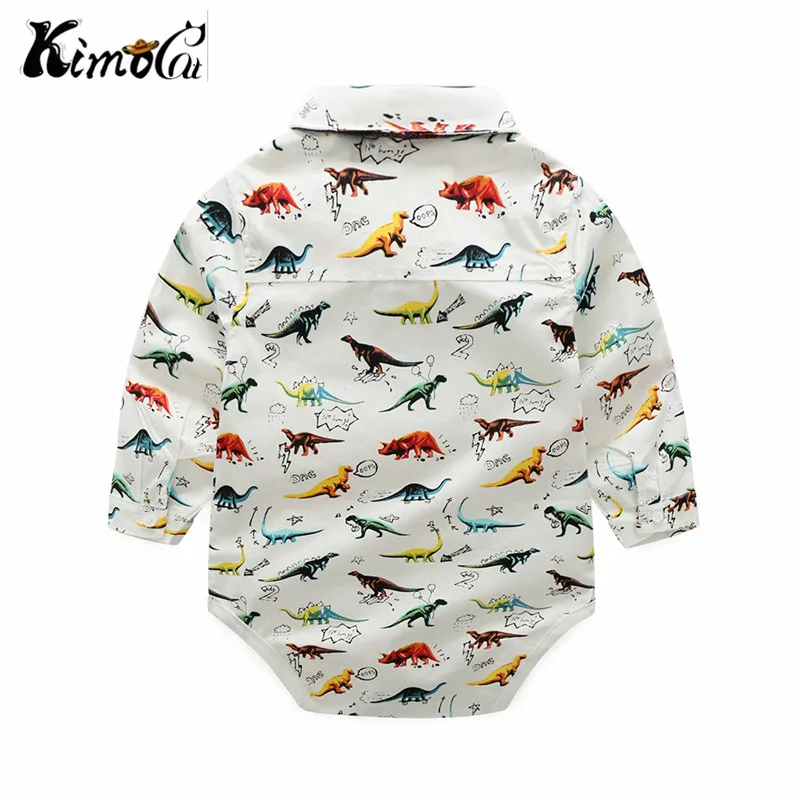 Kimocat new Spring and autumn children's baby boy long-sleeve dinosaur shirt suspenders suit |