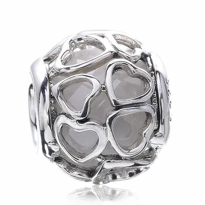 White Charm Новинка года! Новинка! 925 пробы, серебряный цвет, четкий Фианит, красные, голубые шармы, бисер, подходит для изготовления браслетов - Цвет: White Charm