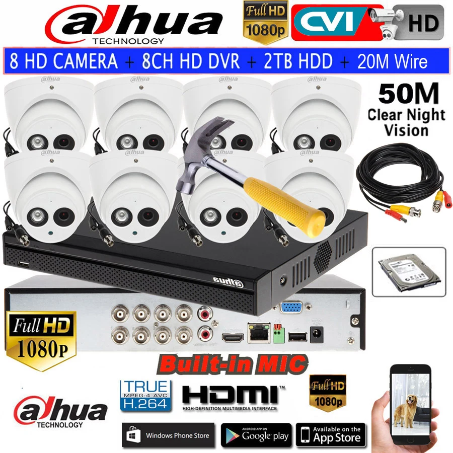 Камера видеонаблюдения Dahua 2MP IR50M HD со встроенным микрофоном|Система наблюдения| |