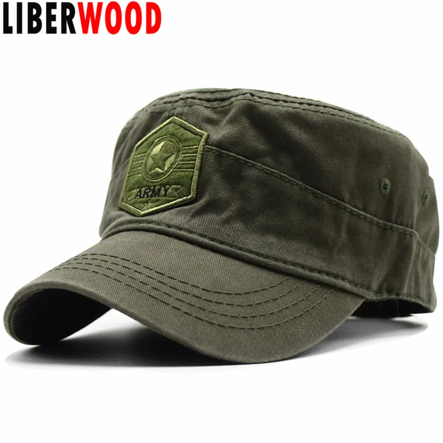 LIBERWOOD тактические шапки, вышитые армейские бейсболки для мужчин и женщин, хлопок, камуфляжная армейская Кепка, шапки с плоским верхом, уличная Кепка