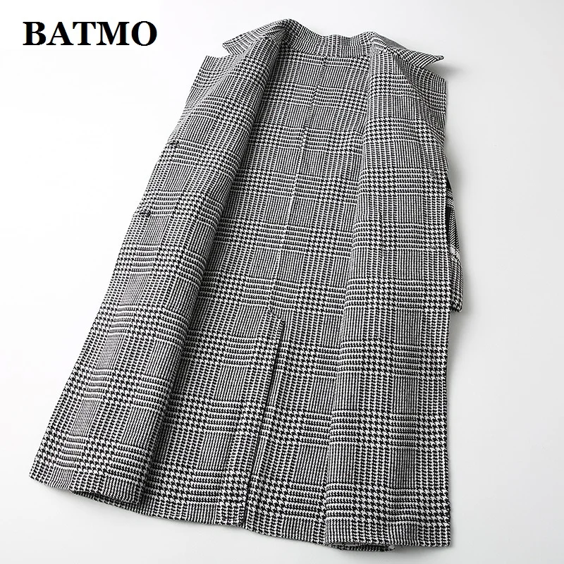 Batmo 2019 Новое поступление весна Двусторонняя шерсть плед повседневное тренч для