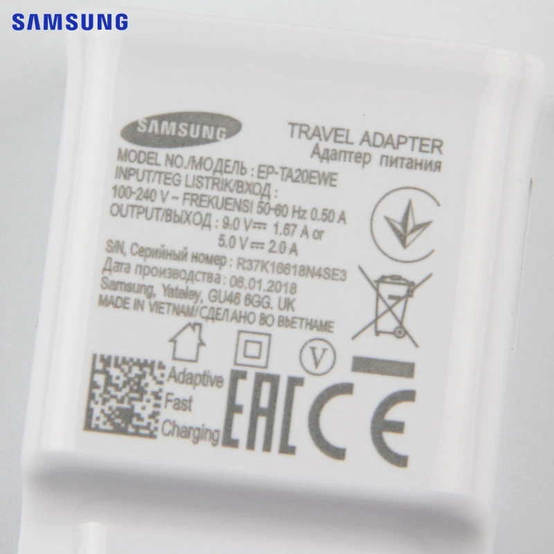 Samsung Оригинальное Зарядное стены Зарядное устройство 9V EP-TA20EWE для samsung GALAXY S6 Edge+ C7000 On7 C5 G928F G925F J5 J7 Быстрая зарядка