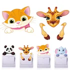 1 шт. милый слон, мини мультяшный переключатель света, наклейка, 3D наклейка, разборная кошка, панда, домашние украшения