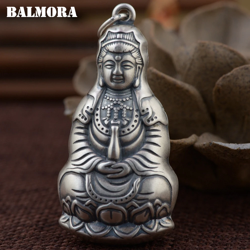 

BALMORA 990 Pure Silver Buddha Pendants for Women Men Accessories Gift Vintage Buddhistic Silver Jewelry Without a Chain SY13618