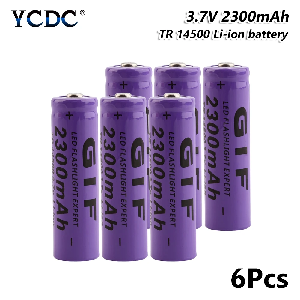 6 Pcs 14500 сменный литий-полимерный аккумулятор Li-Po, 2300 мА/ч, 3,7 в, аккумулятор, фонарь, мини-вентилятор, геймпад - Цвет: 6 Pcs