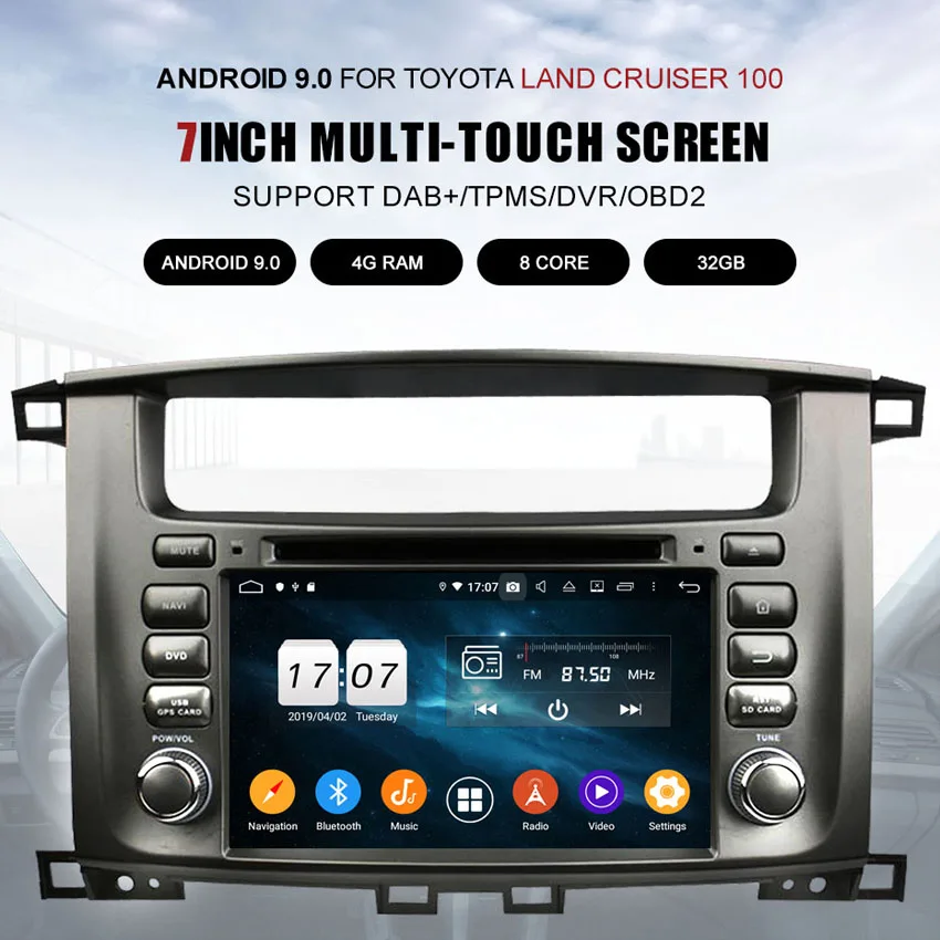 KANOR Android 9,0 Восьмиядерный 2 Din автомагнитола для Toyota Land Cruiser 100 Автомагнитола Аудио Видео плеер 2 Din gps Мультимедиа