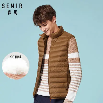 camel SEMIR мужской складывающийся пуховый жилет с воротником-стойкой, мужской мягкий жилет, легкий пуховый жилет для мужчин, жилет на молнии, зимняя одежда - Цвет: camel