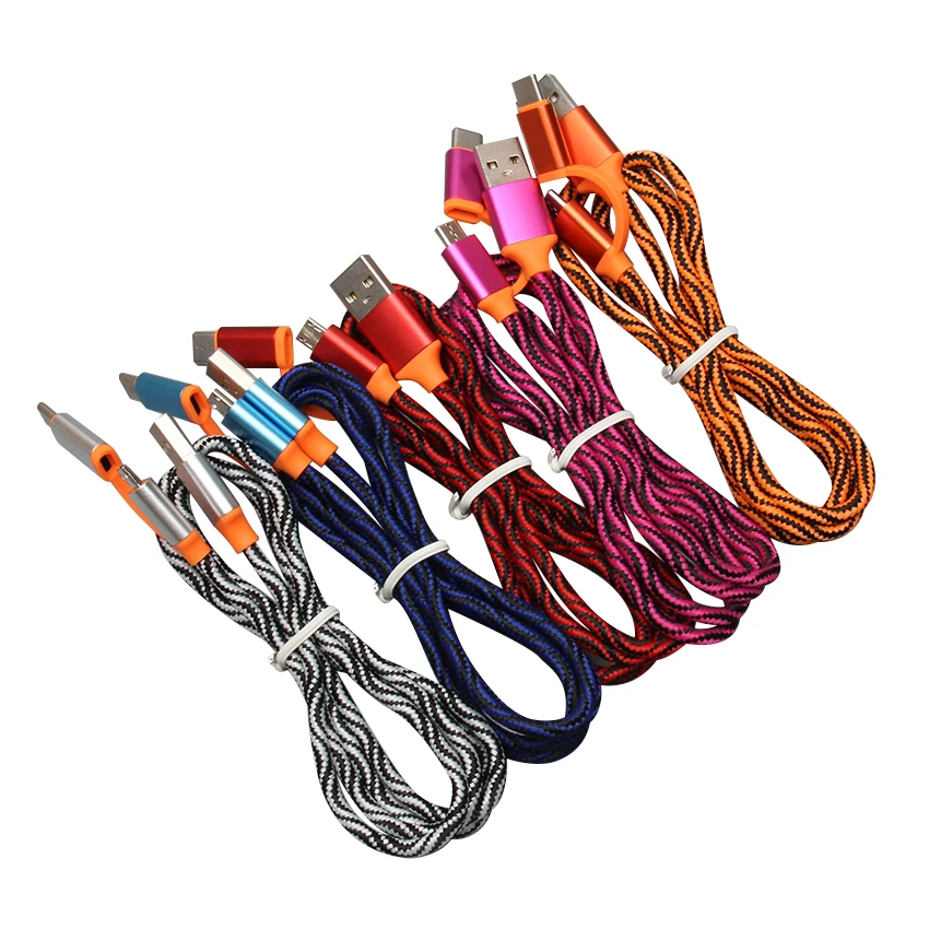 500 шт./лот 1 м/0,25 м Тип usb C Micro USB 2 в 1 быстрая зарядка кабель для Xiaomi huawei samsung sony мобильный телефон зарядки Кабели