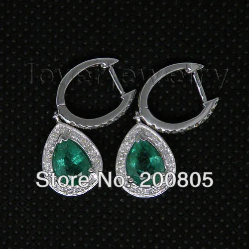 Винтажные серьги E0002J из белого золота с натуральным бриллиантом 5x7 мм|earrings