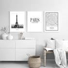 Современный минималистичный черно-белый пейзаж с башней, парижский пейзаж, холст, рисунок, напечатанная картина постер, Настенная роспись, красивое украшение для дома