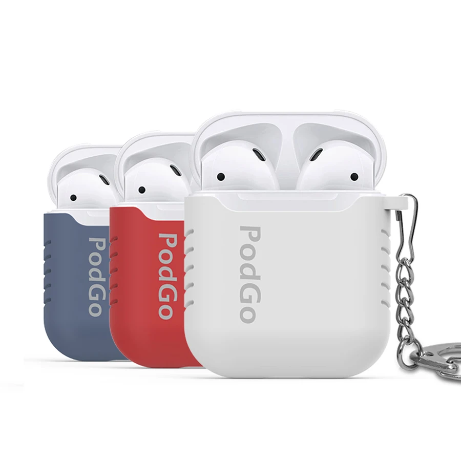 Силиконовый чехол с крючком для Apple AirPods противоударный защитный наушников