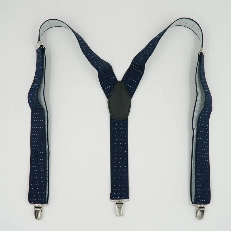 Мужские подтяжки на подтяжках Yienws темно синие в горошек для мужчин с 3 зажимами