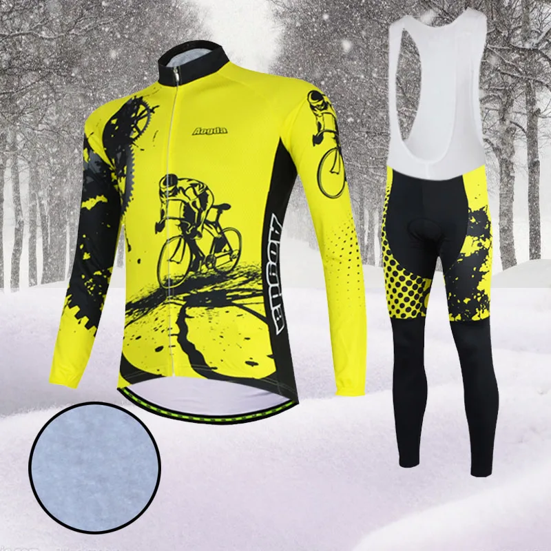 01 Aogda Зеленый Велосипед Одежда для человека Зимний термо велосипедный одежда с длинным рукавом велосипед комплект одежды Ropa Ciclismo Mtb - Цвет: 01