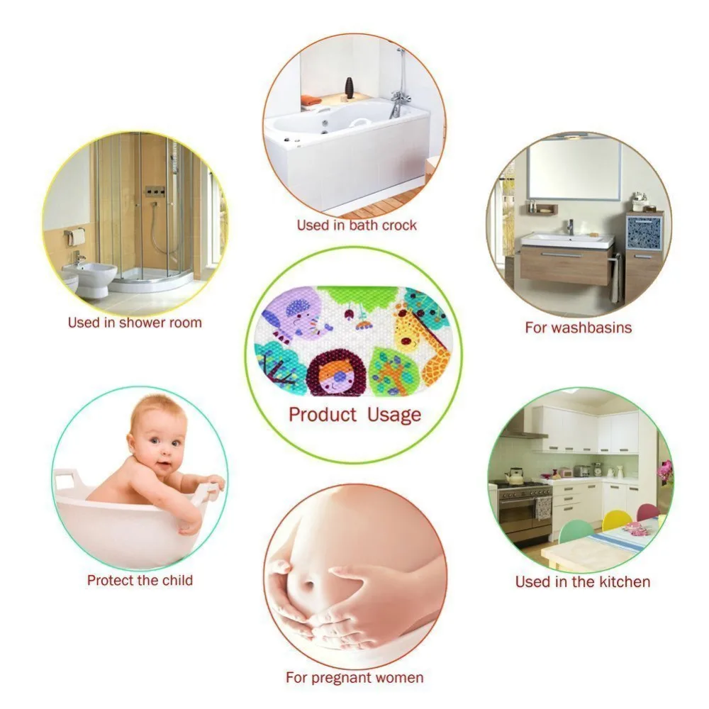 39 см x 69 мультяшный Противоскользящий ПВХ коврик для ванной комнаты ковер с