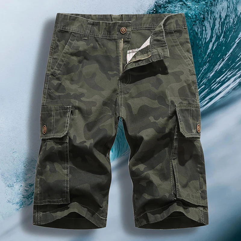 Adisputent Men Camouflage Cargo Shorts Cotton Mulit Pockets Loose Casual Short Pants Summer Beach Board Camo Clothing | Мужская одежда