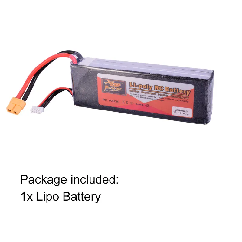 ZOP Power 11.1V 60C 5500mAh 3S Lipo Battery XT60 Plug Rechargeable for RC Racing Drone Quadcopter Helicopter Car Boat