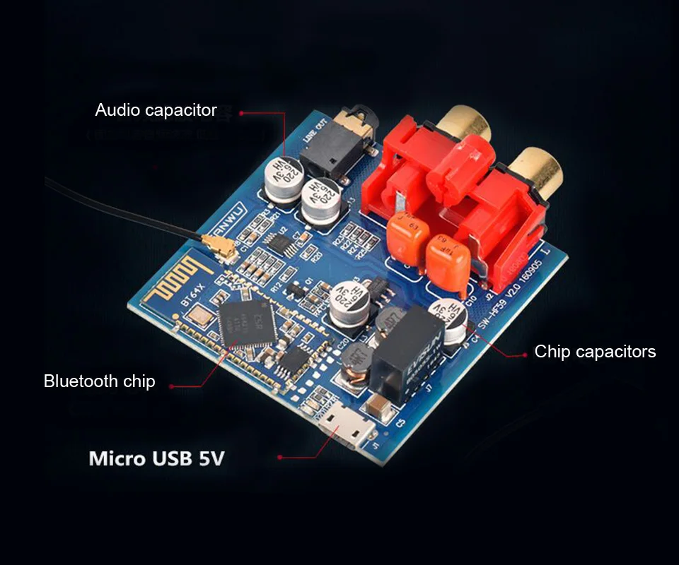 HIFI Bluetooth 4,2 CSRA64215 RCA Aux 3,5 мм Aptx с низкой задержкой музыкальный приемник усилитель Автомобильная плата беспроводной стерео аудио адаптер