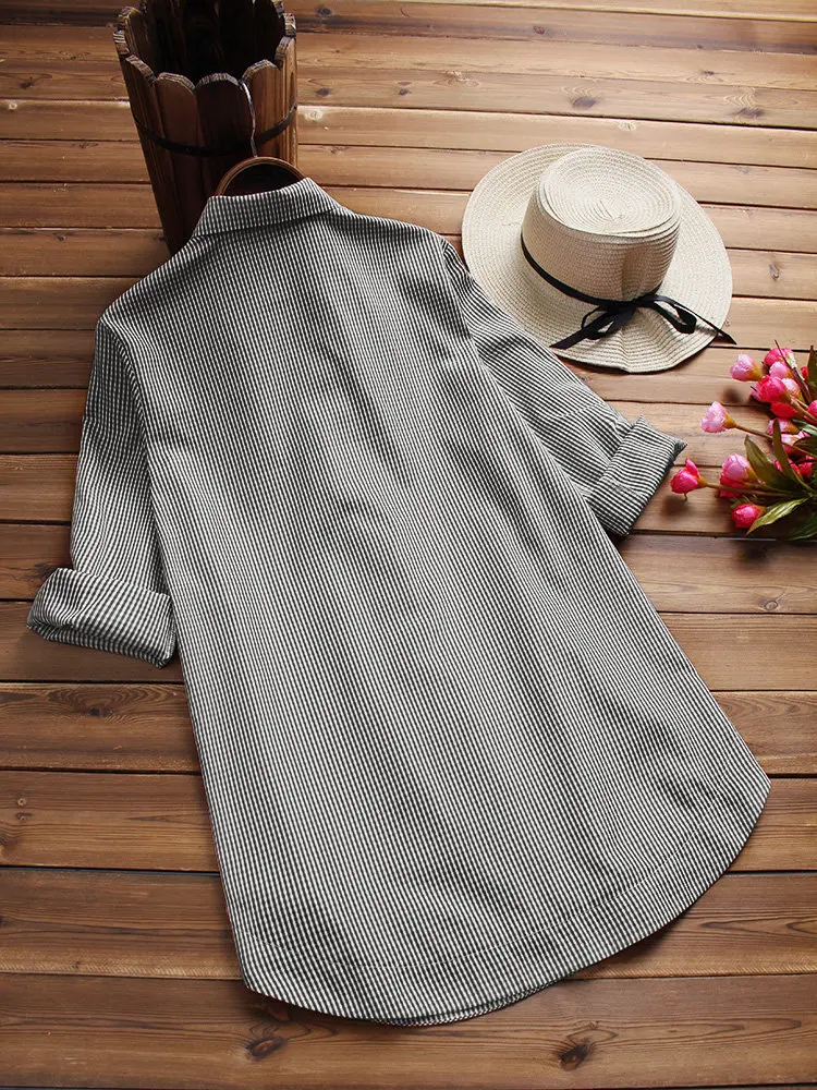 Женские блузки размера плюс 5XL, Длинные Стильные клетчатые блузки, женские рубашки, повседневные женские топы с длинным рукавом и отложным воротником, женская одежда