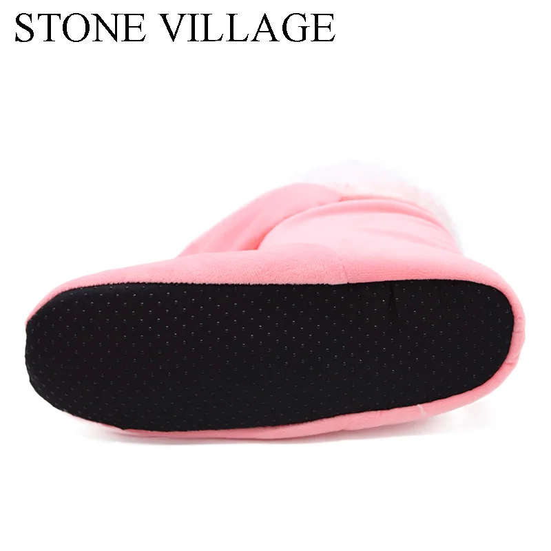 

STONE VILLAGE New Arrival Winter Warm Plush Home Slippers Cute Ear Soft Comfortable Women Slippers Solid Cotton Indoor Shoes