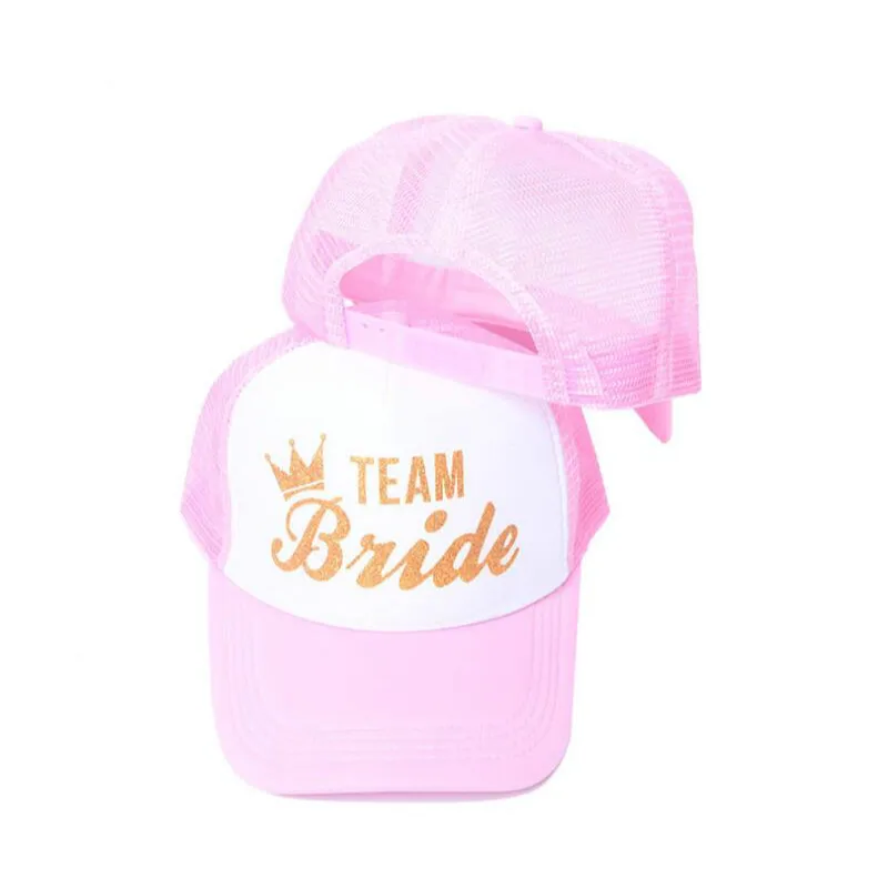 Бейсбольная кепка с принтом розовой команды невесты дышащая летняя для свадьбы