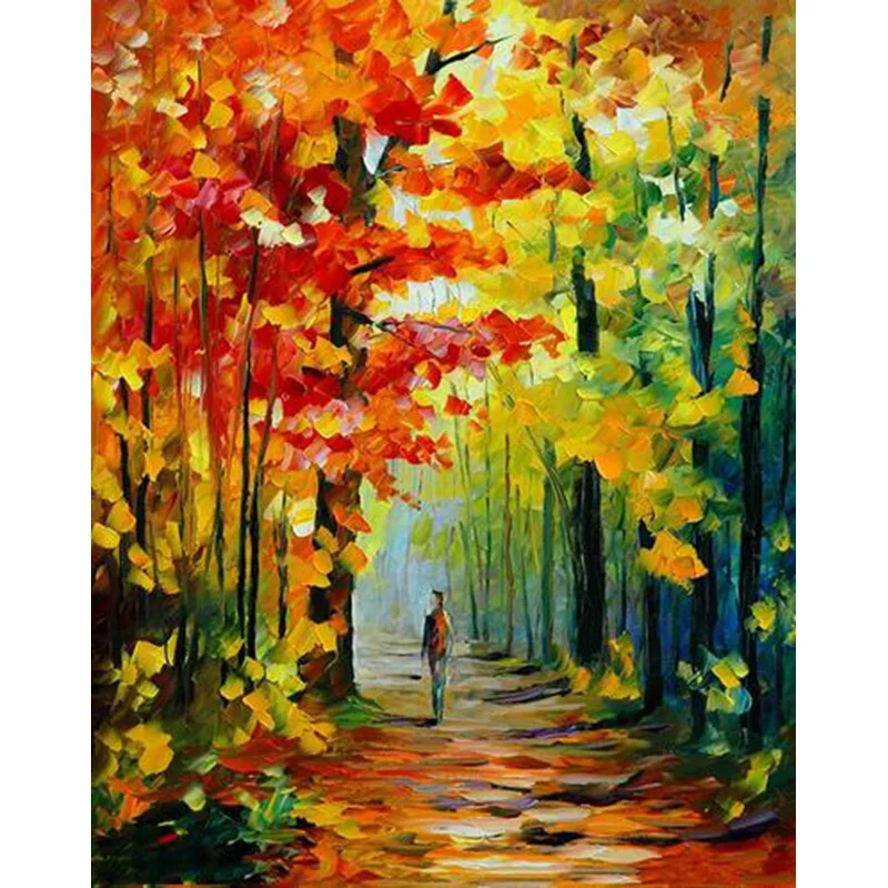 forest alone Scenery DIY Digital Painting By Number Modern Wall Art Canvas Gift for children Room Decor 40x50cm | Дом и сад