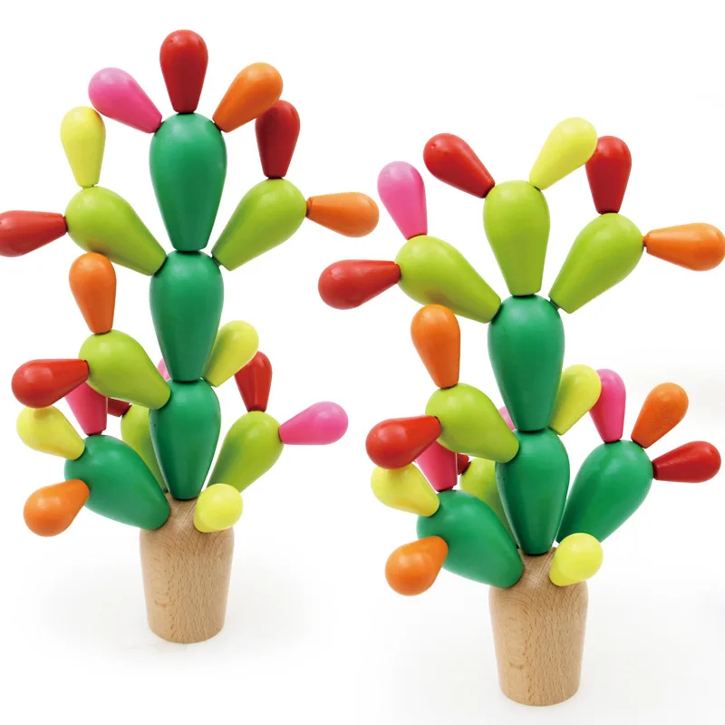 Новые деревянные пазлы кактусы игрушки для детей строительные мозаичные