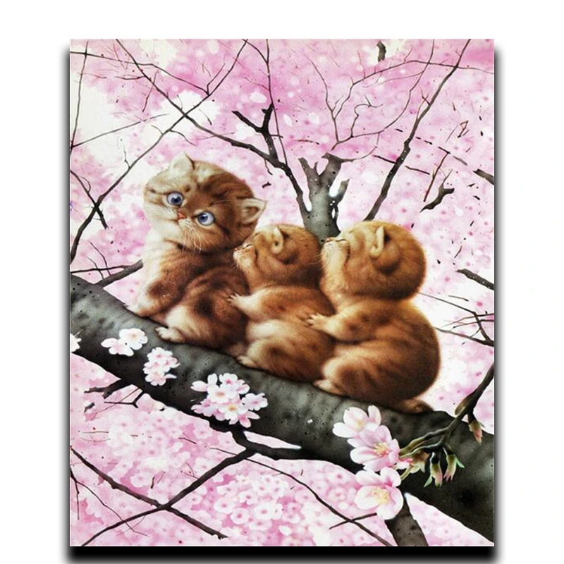 

Diy Diamond cross stitch painting animals goldfish 5d Square diamond Round mosaic lotus Cat embroidered Full of Diamonds Kittens