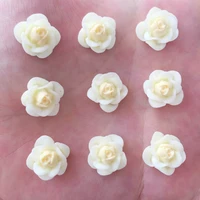 new 60pcs 14mm resin solid color 3d flower half beads flatback stone buttons wedding ornament diy r9622