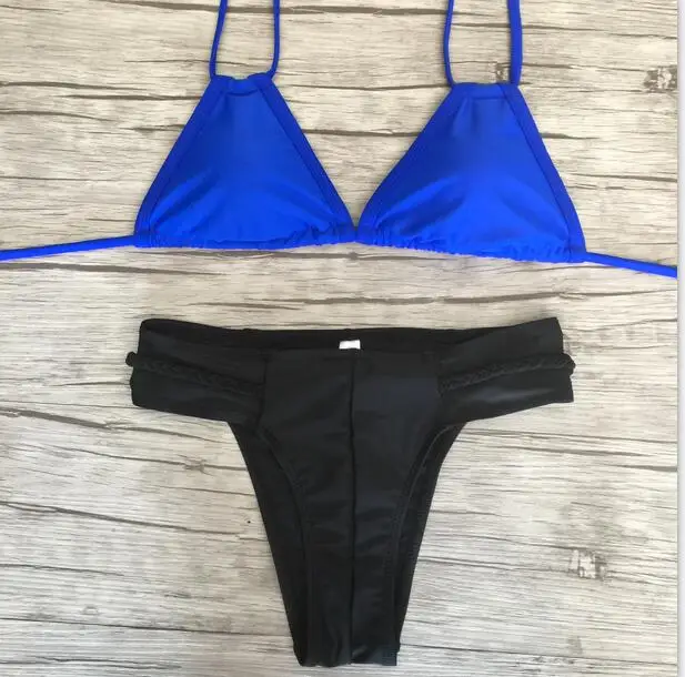 2017 Новый Сексуальный Micro solid Bikinis Swimsuit Женщин Купальники Холтер Бразильское
